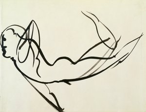 ダンシングヌード（紙に黒い絵の具） 作： Oskar Schlemmer